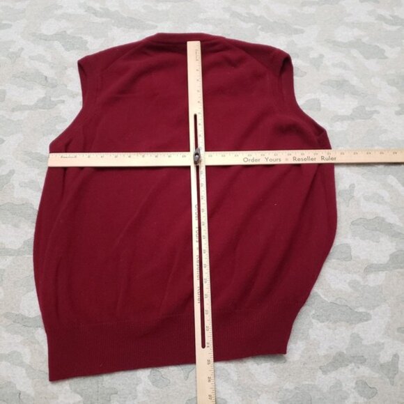 Brooks Brothers Sweater Vest Mens 46 Red V-Neck Lambs Wool Sleeveless - Picture 8 of 11